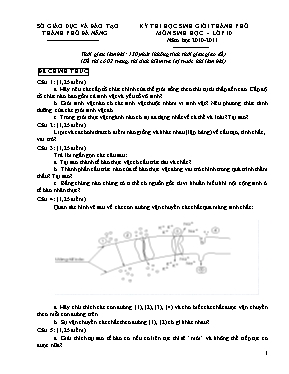 Đề thi học sinh giỏi Thành phố môn Sinh học Lớp 10 - Năm học 2010-2011 - Sở GD & ĐT Thành phố Đà Nẵng (Có đáp án)
